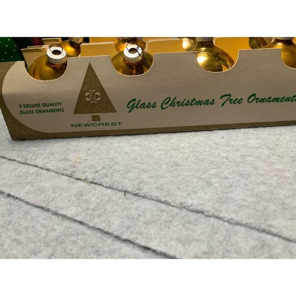 Vintage Newcrest Gold Glass Christmas Tree Ornaments Set of 9 2-Inch Deluxe Qual - Picture 5 of 8